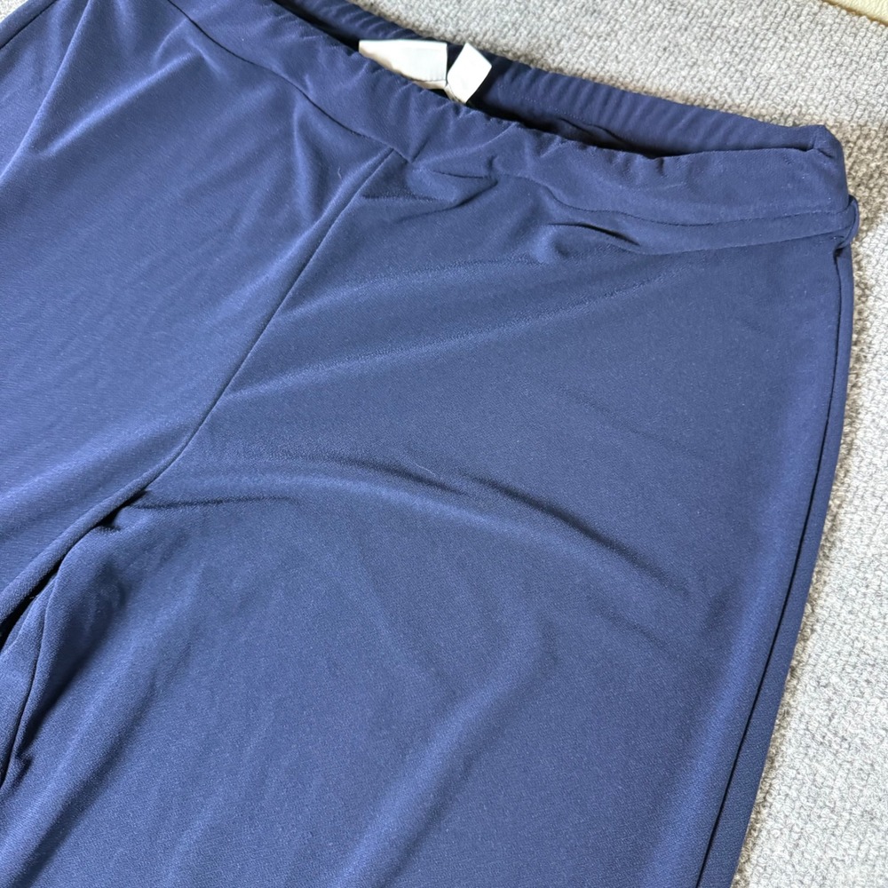 Susan Graver Navy Blue Wide Leg Elastic Waist Pants Women's M Polyester Spandex‎